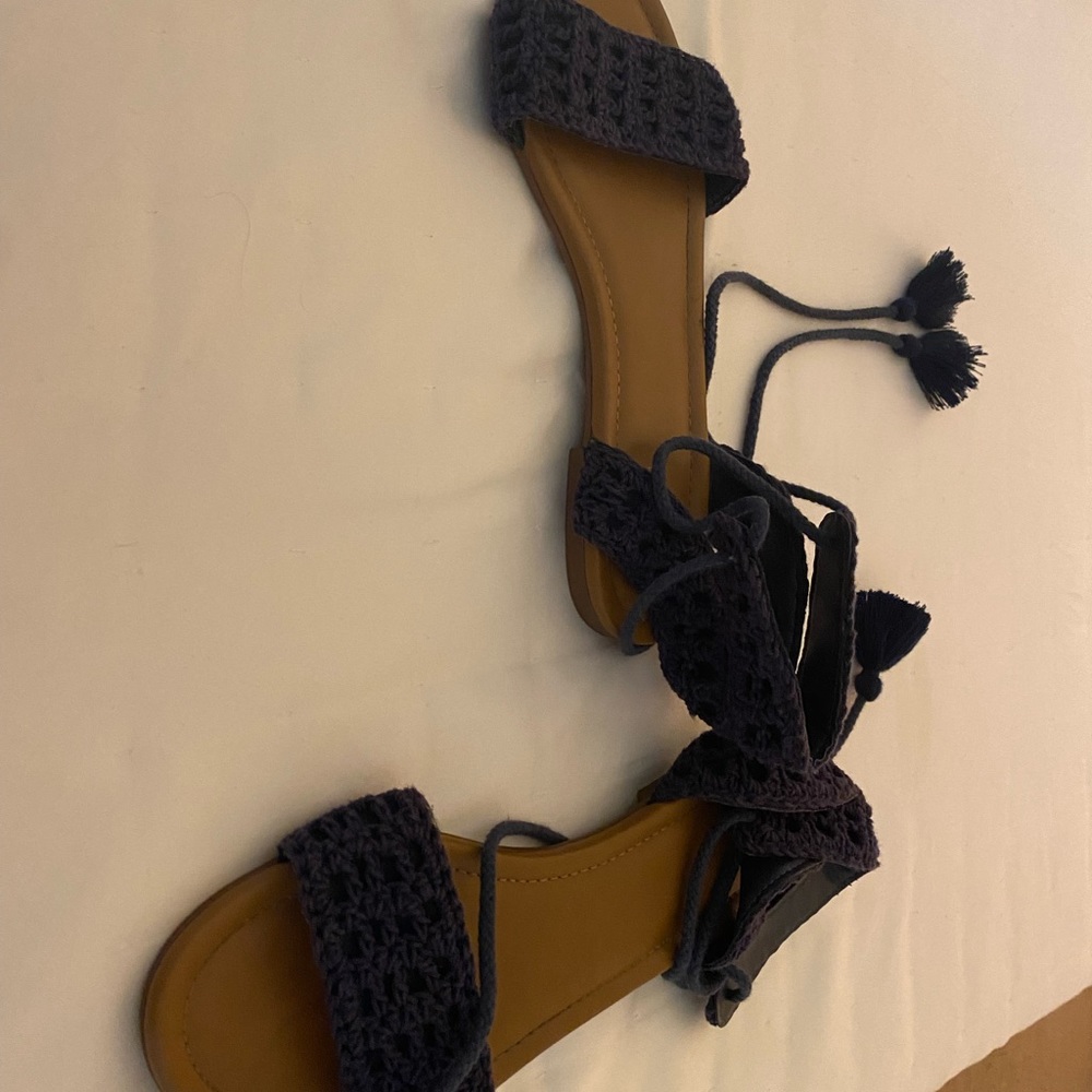Navy lace sandals